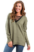 Sexy Olive Chic Long Sleeve Sweater with Lace up Neckline